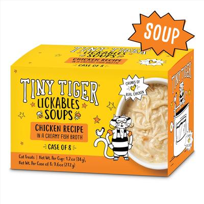 Show full view: Tiny Tiger Lickables Soup Chicken Recipe in a Creamy Fish Broth Cat Treat & Topper, 1.2-oz cup, bundle of 16  slide 3 of 10