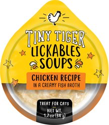 Tiny Tiger Lickables Soup Chicken Recipe in a Creamy Fish Broth Cat Treat & Topper, 1.2-oz cup, case of 8