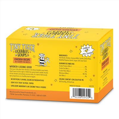 Show full view: Tiny Tiger Lickables Soup Chicken Recipe in a Creamy Fish Broth Cat Treat & Topper, 1.2-oz cup, case of 8 slide 4 of 10