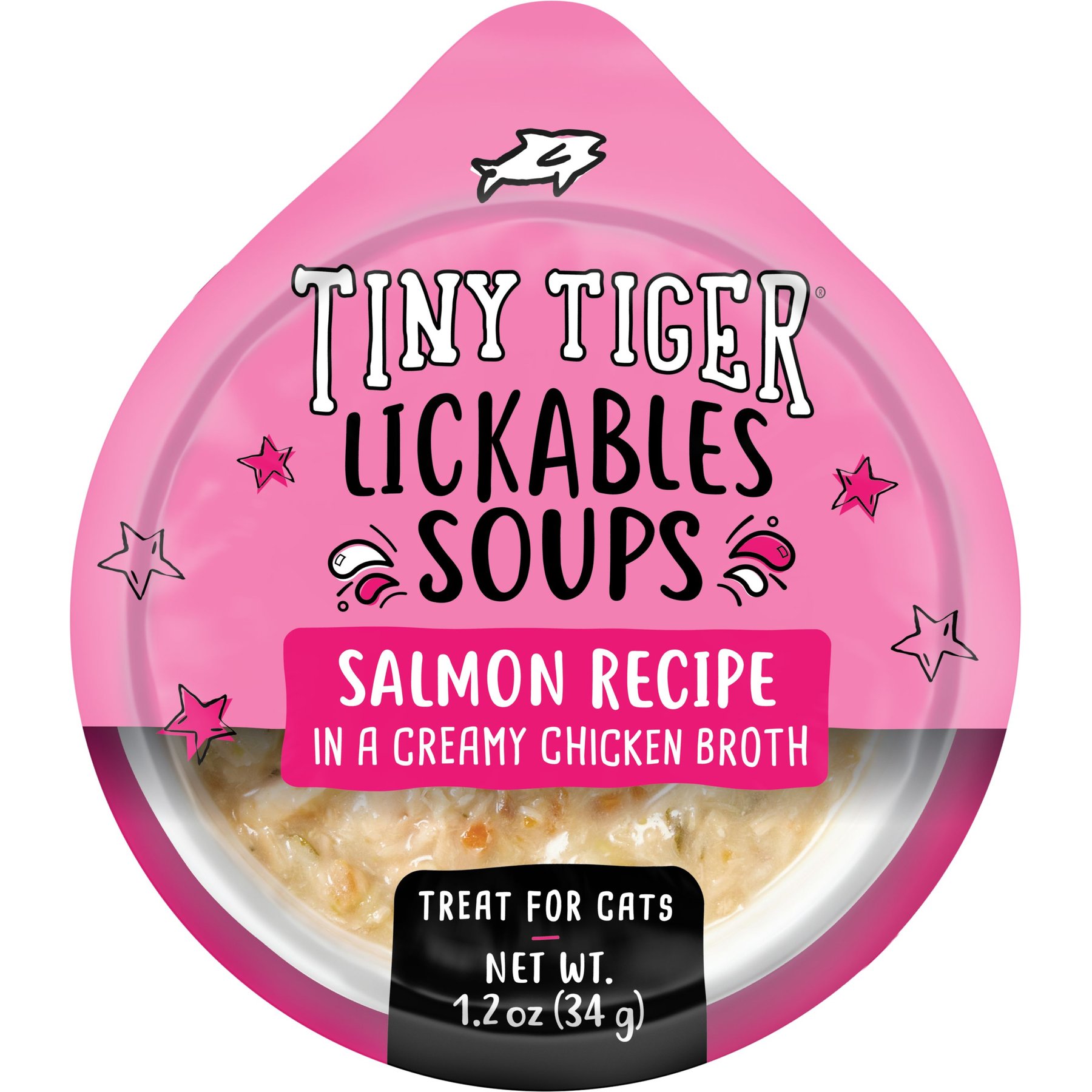 Tiny Tiger Lickables Soup Salmon Recipe in a Creamy Chicken Broth Cat Treat & Topper, 1.2-oz cup, bundle of 24