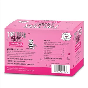 Tiny Tiger Lickables Soup Salmon Recipe in a Creamy Chicken Broth Cat Treat & Topper, 1.2-oz cup, case of 8