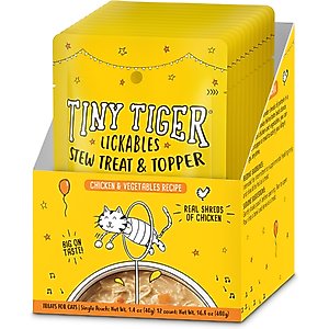 Tiny Tiger Lickables Stew Chicken & Veggies Recipe Cat Treat & Topper, 1.4-oz pouch, case of 12