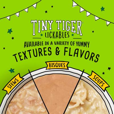 Show full view: Tiny Tiger Lickables Stew Senior Formula Chicken & Tuna Recipe Cat Treat & Topper, 1.4-oz pouch, case of 12 slide 9 of 10