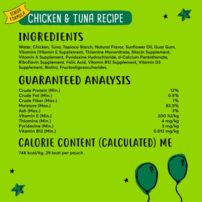 Show full view: Tiny Tiger Lickables Stew Senior Formula Chicken & Tuna Recipe Cat Treat & Topper, 1.4-oz pouch, bundle of 24  slide 5 of 10