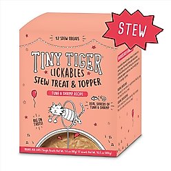 Tiny Tiger Lickables Stew Tuna & Shrimp Recipe Cat Treat & Topper, 1.4-oz pouch, bundle of 24  slide 2 of 8