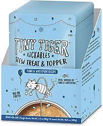 Tiny Tiger Lickables Stew Tuna & Whitefish Recipe Cat Treat & Topper, 1.4-oz pouch, case of 12