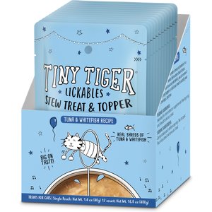 Tiny Tiger Lickables Stew Tuna & Whitefish Recipe Cat Treat & Topper, 1.4-oz pouch, case of 12