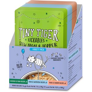 Tiny Tiger Lickables Stew Variety Pack Cat Treat & Topper, 1.4-oz pouch, case of 12