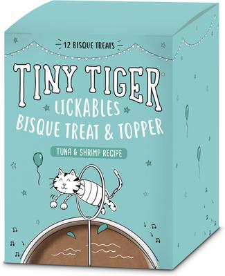 Show full view: Tiny Tiger Lickables, Tuna & Shrimp Recipe, Bisque Cat Treat & Topper, 1.4-oz pouch, bundle of 24  slide 7 of 10