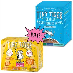 Tiny Tiger Pate Beef & Poultry Variety Pack Canned Food + Lickables Variety Pack Bisque Cat Treat & Topper