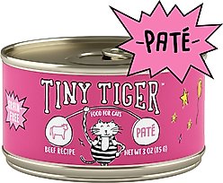 Tiny Tiger Pate Beef Recipe Grain-Free Canned Food + Fancy Feast Classic Tender Beef Feast Canned Cat Food slide 2 of 9