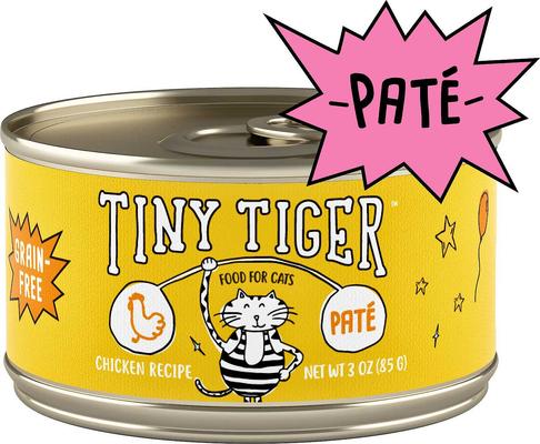 Show full view: Tiny Tiger Pate Chicken Recipe Grain-Free Canned Cat Food, 3-oz, case of 24 + Tiny Tiger Pate Turkey & Giblets Recipe Grain-Free Canned Cat Food, 3-oz, case of 24 slide 2 of 8