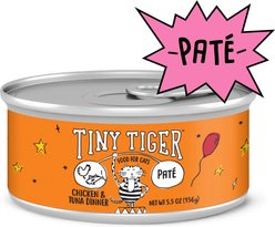 Tiny Tiger Pate Chicken & Tuna Dinner Canned Cat Food, 5.5-oz can, case of 24