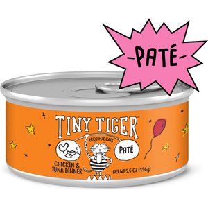 Tiny Tiger Pate Chicken & Tuna Dinner Canned Cat Food, 5.5-oz can, case of 24