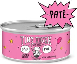 Tiny Tiger Pate Salmon Dinner Canned Cat Food, 5.5-oz can, case of 24