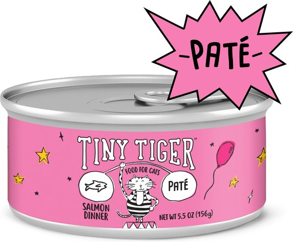 Show full view: Tiny Tiger Pate Salmon Dinner Canned Cat Food, 5.5-oz can, case of 24 slide 1 of 11