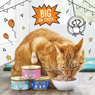 Show full view: Tiny Tiger Grain-Free Pate Seafood Recipes Variety Pack Canned Cat Food, 3-oz can, bundle of 48  slide 5 of 12