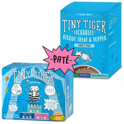 Tiny Tiger Pate Seafood Variety Pack Canned Food + Lickables Variety Pack Bisque Cat Treat & Topper
