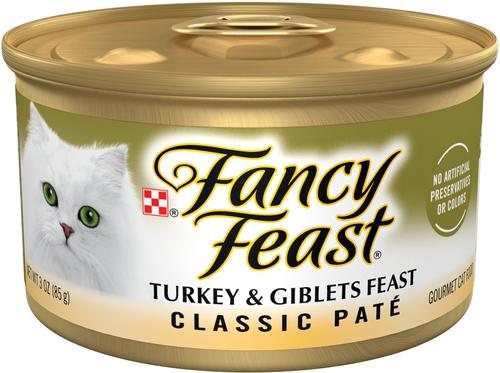 Show full view: Tiny Tiger Pate Turkey & Giblets Recipe Grain-Free Canned Cat Food, 3-oz, case of 24 + Fancy Feast Classic Turkey & Giblets Feast Canned Cat Food, 3-oz, case of 24 slide 2 of 9