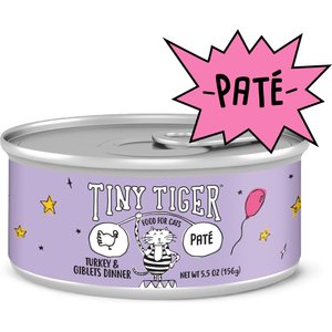 Tiny Tiger Pate Turkey & Giblets Dinner Canned Cat Food, 5.5-oz can, case of 24