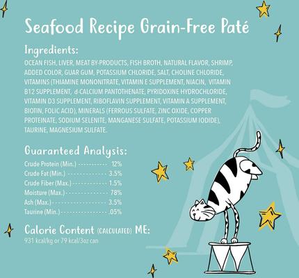 Show full view: Tiny Tiger Pate Whitefish & Tuna Recipe Grain-Free Canned Cat Food, 3-oz, case of 24 + Tiny Tiger Pate Seafood Recipe Grain-Free Canned Cat Food, 3-oz, case of 24 slide 6 of 8