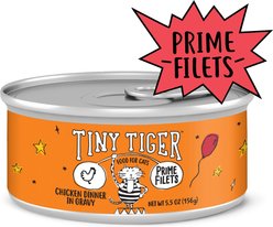 Tiny Tiger Prime Filets Chicken Dinner in Gravy Canned Cat Food, 5.5-oz can, case of 24