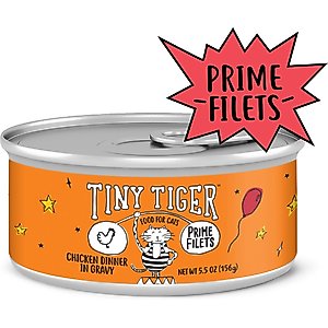 Tiny Tiger Prime Filets Chicken Dinner in Gravy Canned Cat Food, 5.5-oz can, case of 24