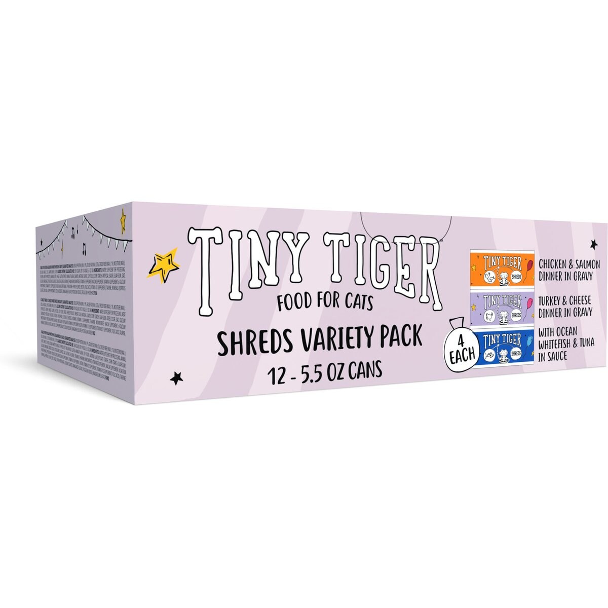 Tiny Tiger Savory Shreds In Gravy Variety Pack Canned Cat Food, 5.5-oz can, case of 12