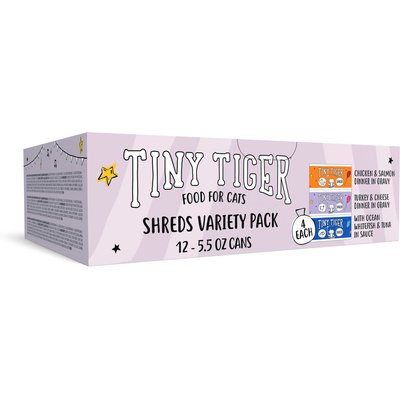 Tiny Tiger Tiny Tiger Savory Shreds In Gravy Variety Pack Canned Cat Food, 5.5-oz can, case of 12