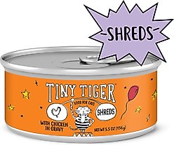 Tiny Tiger Shreds with Chicken in Gravy Canned Cat Food, 5.5-oz can, case of 24