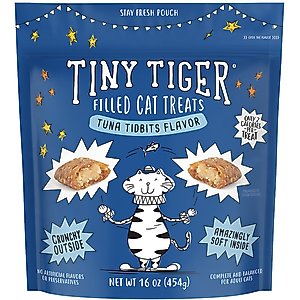 Tiny Tiger Tuna Tidbits Flavor Filled Crunchy Cat Treats, 16-oz bag