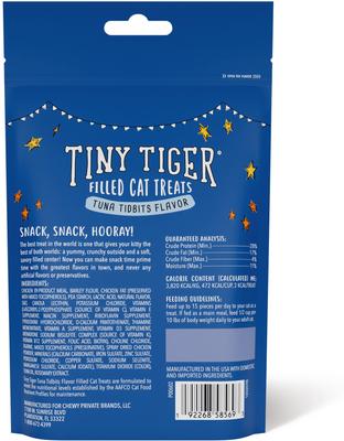 Show full view: Tiny Tiger Tuna Tidbits Flavor Filled Crunchy Cat Treats, 3-oz bag slide 3 of 8
