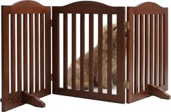 Tinyhomie 3-Panel Freestanding Indoor Wood Dog Gate, Brown, 24-in