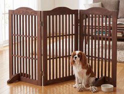 Tinyhomie 3-Panel Freestanding Indoor Wood Dog Gate, Brown, 30-in