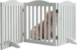 Tinyhomie 3-Panel Freestanding Indoor Wood Dog Gate, White, 24-in