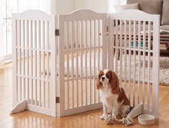 Tinyhomie 3-Panel Freestanding Indoor Wood Dog Gate, White, 30-in