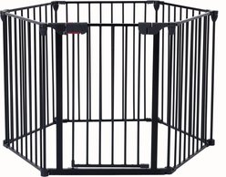Tinyhomie 6-Panel Configurable Metal Playpen with Walk-Through Indoor Steel Dog Gate, Black, 150-in