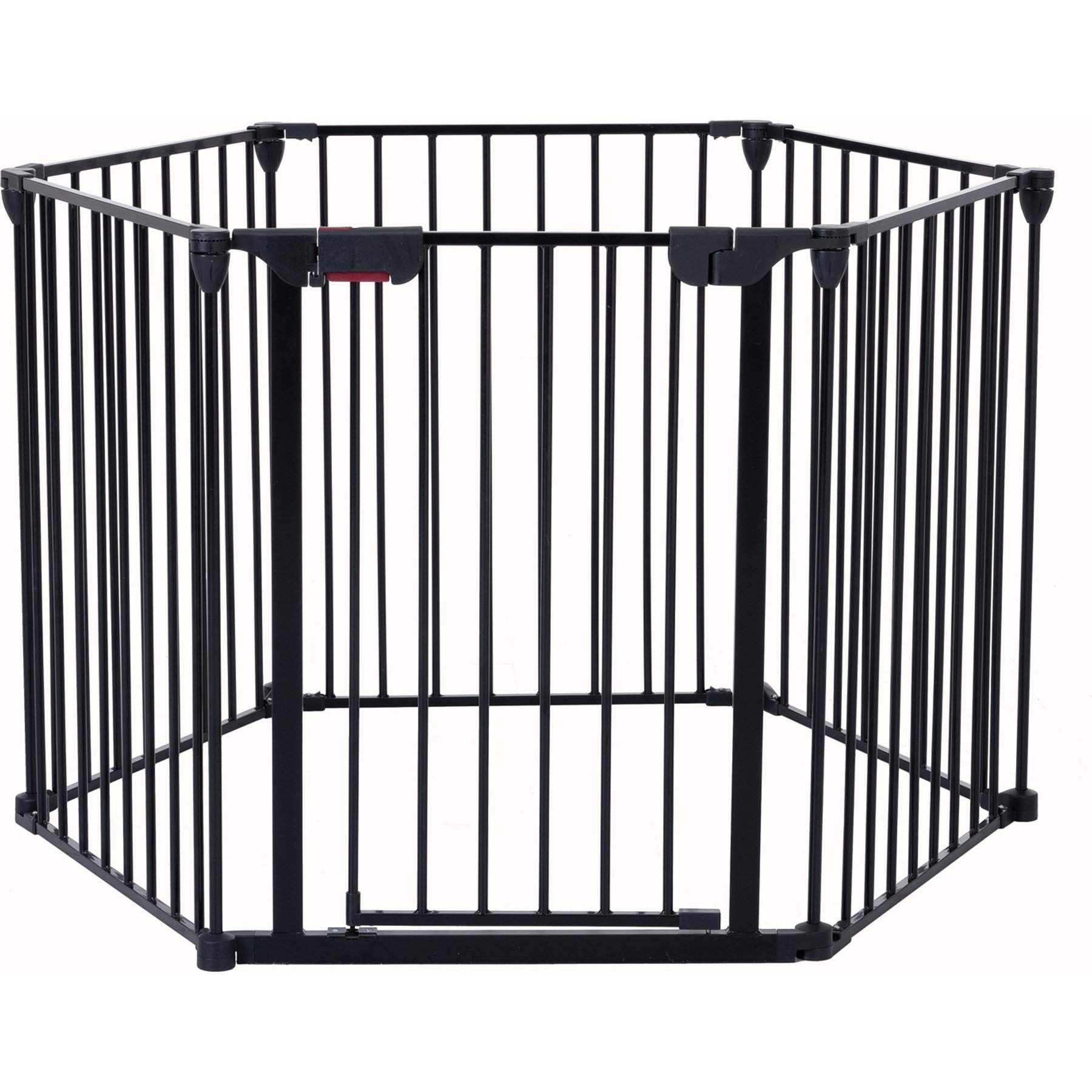 Tinyhomie 6-Panel Configurable Metal Playpen with Walk-Through Indoor Steel Dog Gate, Black, 150-in
