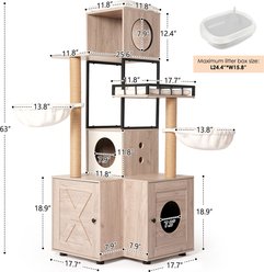 Tinyhomie 63-in Multi-Functional Modern Cat Tree with Litter Box, White/Gray slide 2 of 8
