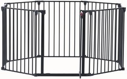 Tinyhomie 8-Panel Configurable Metal Playpen with Walk-Through Indoor Steel Dog Gate, Black, 200-in slide 2 of 9