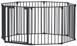 Tinyhomie 8-Panel Configurable Metal Playpen with Walk-Through Indoor Steel Dog Gate, Black, 200-in