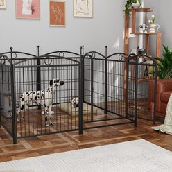 Tinyhomie 8-Panel Foldable Playpen with Indoor Metal Dog Gate, Black, 32-in