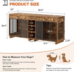 Tinyhomie Double Wooden Indoor Dog Crate, 82-in, Antique Brown slide 2 of 9