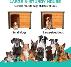 Tinyhomie Elevated Feet Weather-Resistant Wooden Indoor Dog House, 45-in, Gold/Black slide 2 of 6