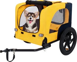 Tinyhomie Foldable Internal Leash & Quick-Release Wheel Dog Bicycle Trailer, Yellow