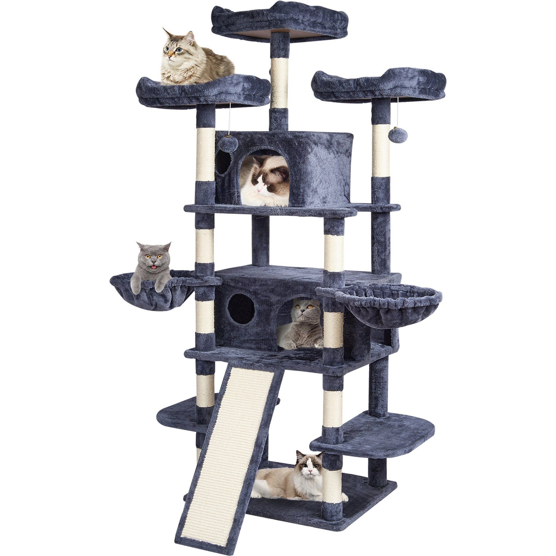 Tinyhomie Indoor 68.5-in Modern Cat Tree, Dark Gray