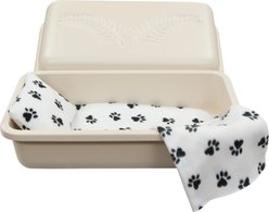 Titan Casket Standard Pet Casket, Almond, Black Paw Print, Small