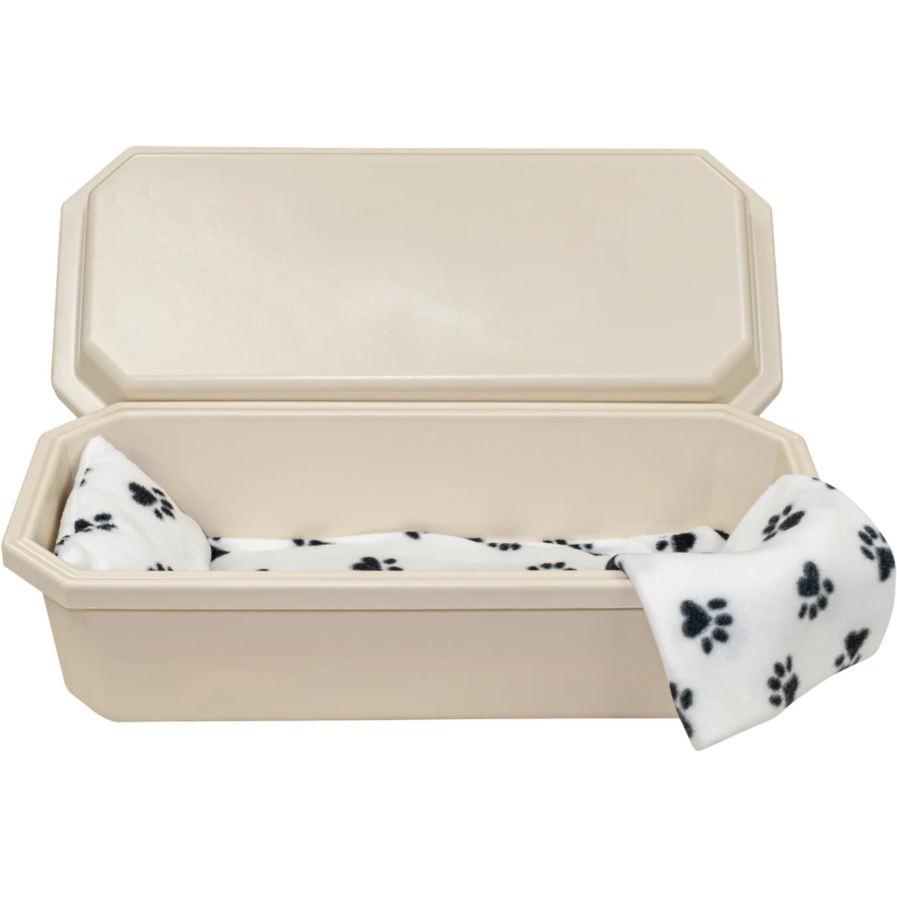 Titan Casket Standard Pet Casket, Almond, Black Paw Print, X-Large