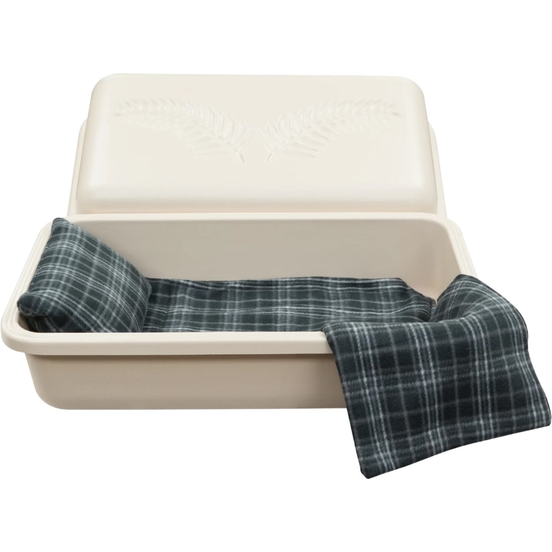 Titan Casket Standard Pet Casket, Almond, Grey Plaid, Small