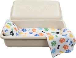 Titan Casket Standard Pet Casket, Almond, Rainbow Paw Print, Small